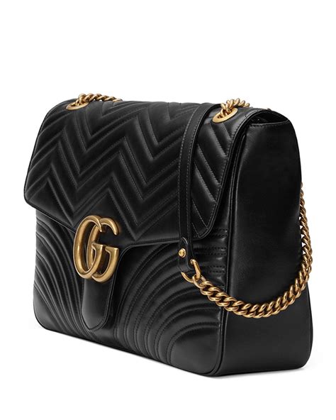 GG Emblem large shoulder bag in black leather 